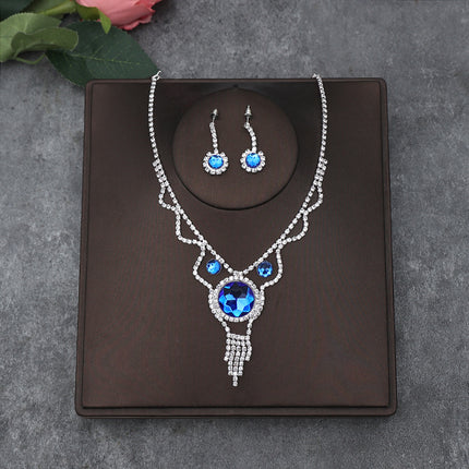 Korean Bride Necklace Earrings Two-piece Decorations Wedding Yarn Wedding Jewelry Wedding Accessories Dance Studio
