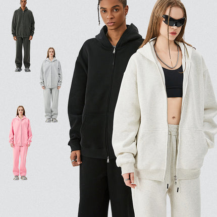 Tilani Men's Autumn and Winter Velvet Thickeneded Hooded Cardigan Sweatshirt Sweatpants American Fashion Brand Youth Hoodie Suit