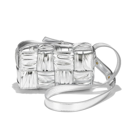 Wholesale Woven Bags for Women 2026 Large Capacity Shoulder Crossbody Bag Plaid Pleated Women's Bag Handbag Storage Light Luxury