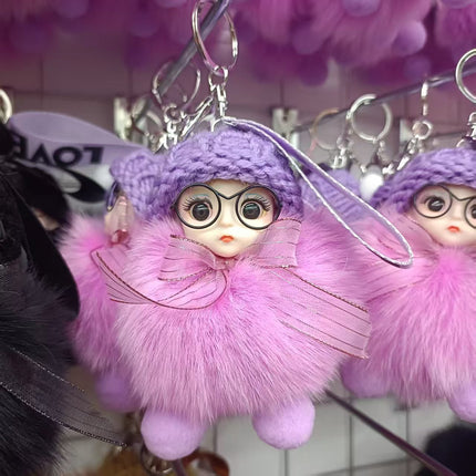 Fox Real Hair Ball Internet Celebrity Small Pendant Sleeping Doll Advanced Sense Doll Pendant Car Keychain Pendant for Women