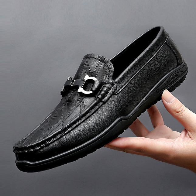 Men's Shoes Autumn New Beanie Shoes Men's British Style Slip-On Business Loafers Fashionable Soft-Soled Casual Leather Shoes