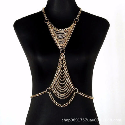 European and American Beach Bikini Body Chain Chest Chain Waist Chain Sexy Body Chain Amazon Best-Selling Metal Chain