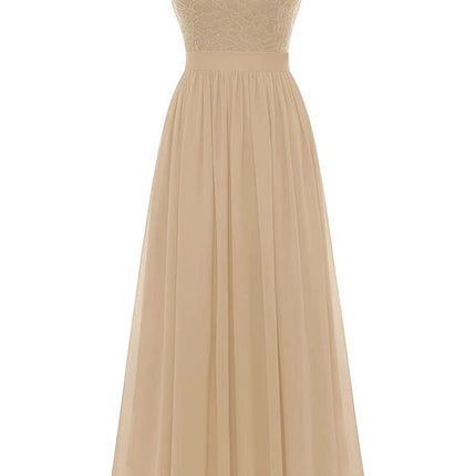 2022amazon summer sexy hollow V-neck large swing dress sleeveless lace stitching chiffon long dress