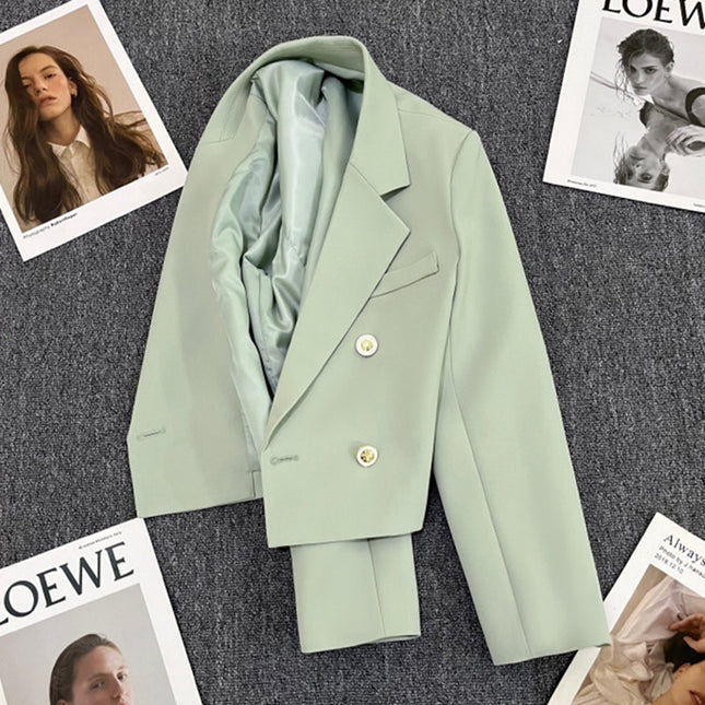 Emerald Green Short Suit Jacket Women's 2023 Spring and Autumn New Style Small High-Level Casual Elegant Suit Top