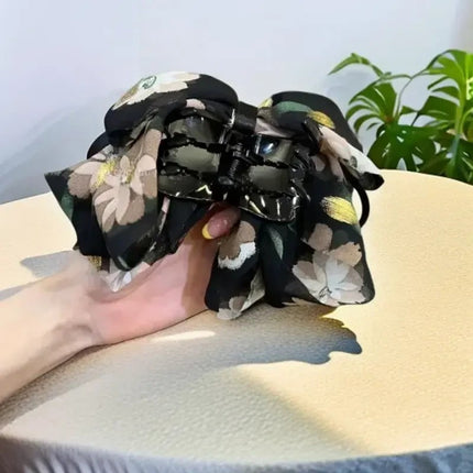 2025 New Style Bow Ribbon Floral Clip High-End Ponytail Clip Hair Clip for Small Hair Volume Back of the Head Clip