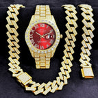 Golden red face (watch + bracelet + necklace)
