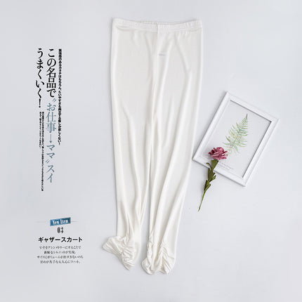 Guolian Silk Nine-Point Leggings for Women, Multi-Color Mulberry Silk Knitted Leggings, Slimming Look Elastic Pants