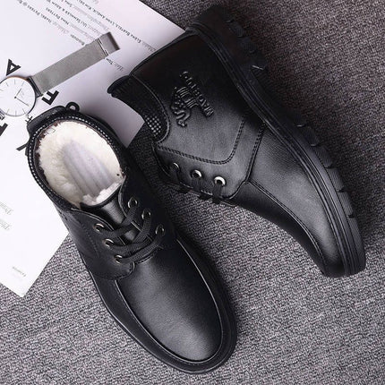 [Wool lining] Winter cotton shoes men's middle-aged and elderly casual leather shoes fleece-lined thick warm cold-proof dad shoes