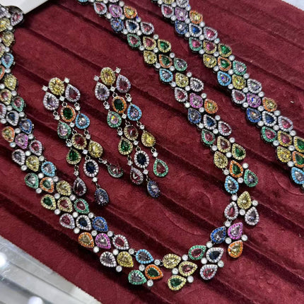 Water Drop Shape Full of Zirconia, Ladylike Temperament, High-End, Light Luxury and Heavy-Duty Women's Necklace Set