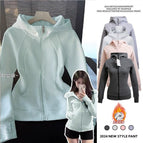 Transparent blue [hooded double zipper fashionable and versatile] plus velvet style / M [recommendation 50-55kg ]