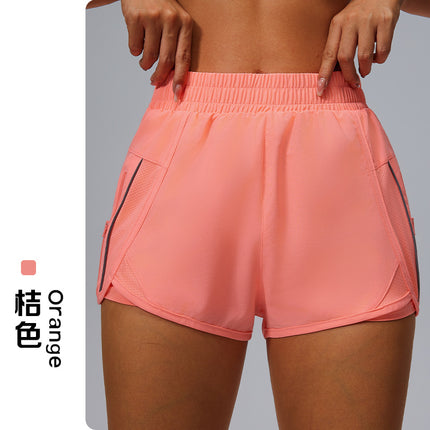 Outdoor Sports Pocket Shorts for Women, Loose-Fitting Running Shorts, Quick-Dry, Anti-Exposure, Double-Layer Gym Shorts for Women
