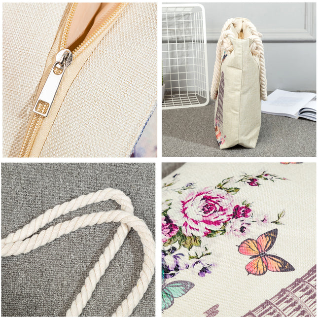 Cross-border Cute Cat Printed Shoulder Bag Simple Portable Storage Beach Bag Fashionable All-match Handbag