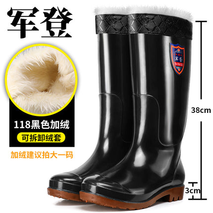Military High-Top Unlined Brown Quick-Drying Water Shoes Long-Tube Yellow Waterproof Boots Non-Slip Rain Boots Mesh-Free Men's Rubber Shoes