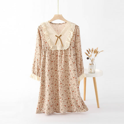 [Retro Rose Garden] Women's Cotton Home Clothes Pajamas Spring and Autumn French Loose Long Sleeve Outwear