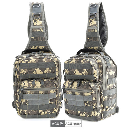 Military Fan Tactical Chest Bag Camouflage Shoulder Casual Satchel Hamburger Chest Bag Xiaotang Goose Bag Men's Outdoor Riding Chest Hanging Bag