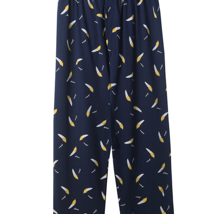 Large size men's pajamas spring and autumn pure cotton plus fat plus size 300kg fat people's home pants conventional thick