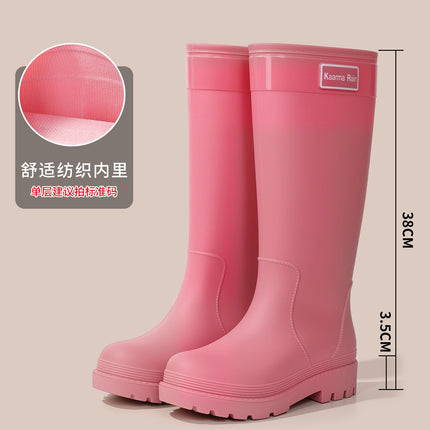 Japanese and Korean Fashion Rain Boots, Extra Tall Red Drawstring Rubber Shoes, Height-Increasing Slimming Rain Boots, Waterproof Outdoor Slip-On Water Shoes, Water Boots