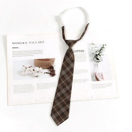 Japanese JK Academic Style Brown Retro Tie Female Lazy Wine-Free Red Shirt Accessories All-Match Black Stripe
