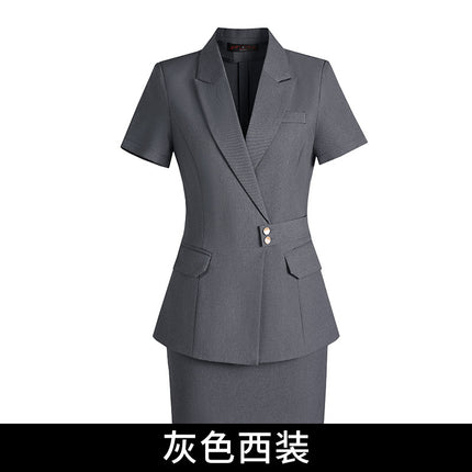 Short-sleeved professional suit suit women's summer high-end elegant hotel front desk manager work clothes beauty salon gold shop work clothes