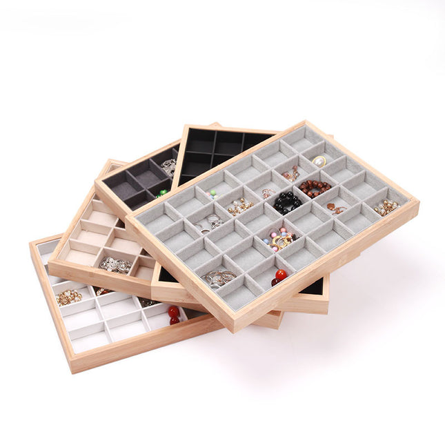 Ice Fleece Leather Solid Wood Bamboo Jewelry Plate Ring Earrings Necklace Pendant Bracelet Ring Jewelry Tray
