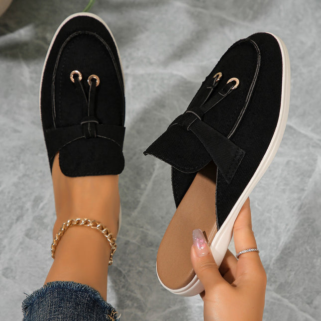 European and American Slippers 2024 Spring New Women's Baotou Half Slippers Outer Wear One-Leg Muller Lazy Shoes Half Slippers Wholesale