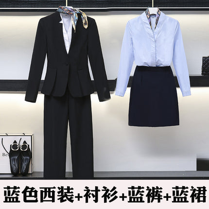 High-end professional dress winter long sleeve civil servant interview formal dress women beauty salon jewelry overalls professional temperament