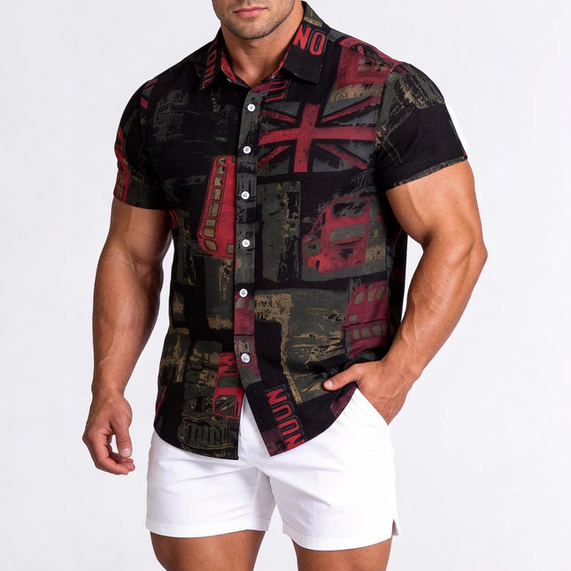 Cross-border Foreign Trade AliExpress Explosions Printed Men's Short-sleeved Men's Floral Shirt European and American Floral Men's Short-sleeved Shirt