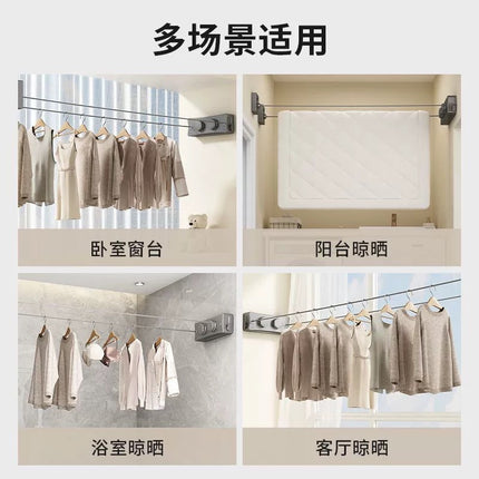 Invisible Clothesline Indoor Punch-Free Balcony Invisible Retractable Clothes Drying Artifact Bathroom Clothes Drying Rack Wire Rope