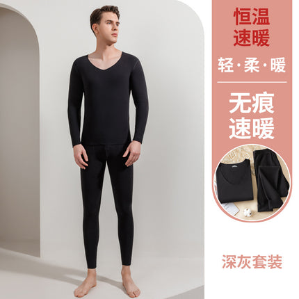 Couple double-sided brushed seamless thermal underwear men and women suit autumn and winter fleece-lined thickened autumn clothes long pants bottoming