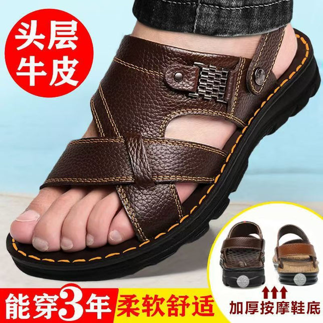Men's Sandals Non-slip Deodorant Summer Casual Middle-aged Dad Beach Sandals Fashionable Wear-resistant Men's Sandals