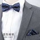 Blue bright bow tie + pocket towel