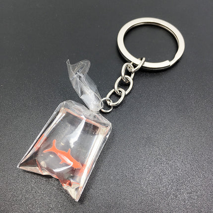 Creative Water Bag Fish Pendant Key Chain Novelty Goldfish Jewelry Backpack Pendant Keychain 7432