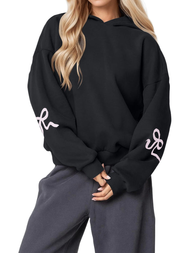 Europe and the United States cross-border pullover Wei hoodie bow autumn and winter round neck long sleeve sweater loose fleece-lined