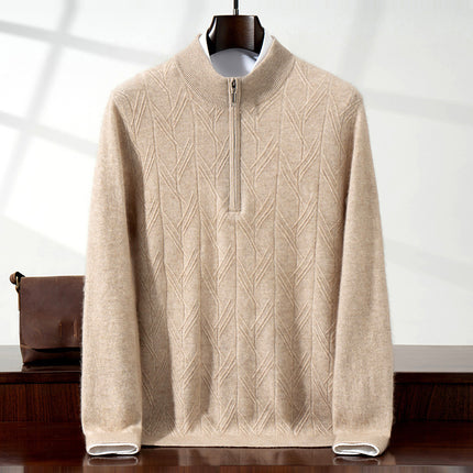 Cashmere Sweater 2025 Autumn/Winter New Men's Half-Turtleneck Short Cable Knit Base Sweater