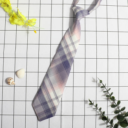 JK Small Tie Women's College Style Lazy Japanese Style Plaid Uniform Shirt Tie Student ins Men's and Women's Short Free Tie