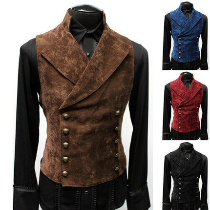 2024 Foreign Trade Autumn and Winter Men's Cross-border Wish Trendy Korean Suit Stand Collar Suede Double-breasted Jacket Vest
