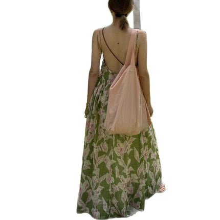 2025 New Summer Seaside Vacation Dress Printed Suspender Wear Women's Skirt Beach Skirt Women's One-Piece Drop Shipping