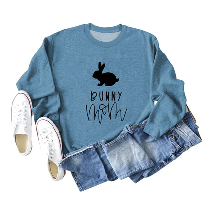 Amazon Cross-Border Export European and American Fashion Bunny Mom Fun Casual Women's Loose Long-Sleeved Round Neck Sweatshirt