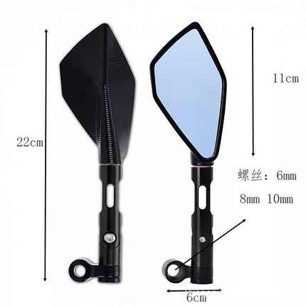 Universal motorcycle modified reflector electric vehicle aluminum alloy rearview mirror blue mirror