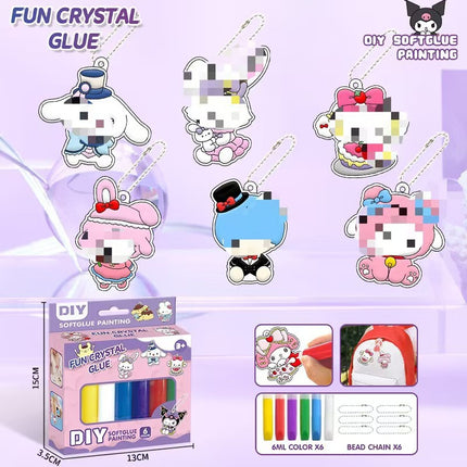 DIY children's crystal plastic painting suit graffiti free plastic painting window pendant keychain sun catcher toy