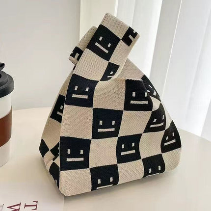 Souvenir Tote Bag, Large Capacity Small Bag for Women, Color-Blocked Knitted Tote Bag, Storage Bag, Versatile Handbag
