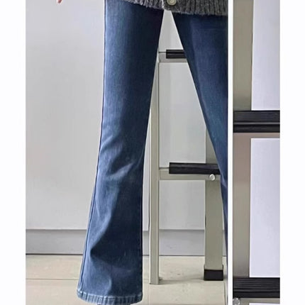 Plus Size Retro Bootcut Jeans for Women 2025 Autum New Fat mm Pear-Shaped Figure High Waist Slim Flared Pants