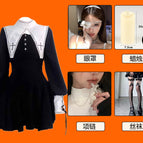 [five-piece set] nun dress + eye mask + necklace + candle + stockings / XS