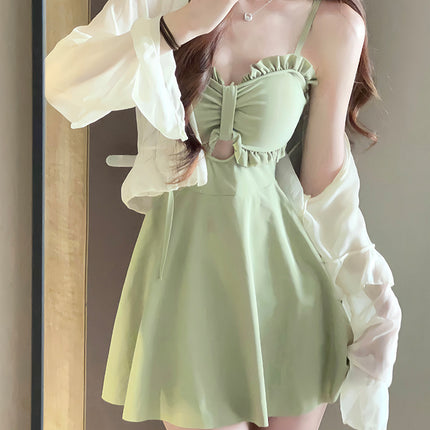 Swimsuit Women's 2025 New Summer Body-Slimming Conservative Skirt avocado green High-end Sexy Hot Spring Swimsuit