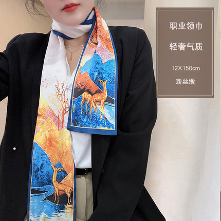 Spring and Summer New Double-layer New Silk Satin Neck Protection Scarf Women's Autumn and Winter Matching Shirt Elegant All-match Scarf