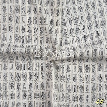 "Flowers in the Mirror" Cotton Lace Jacquard Fabric Spring and Summer New Simple Line Printing Pure Cotton Fabric