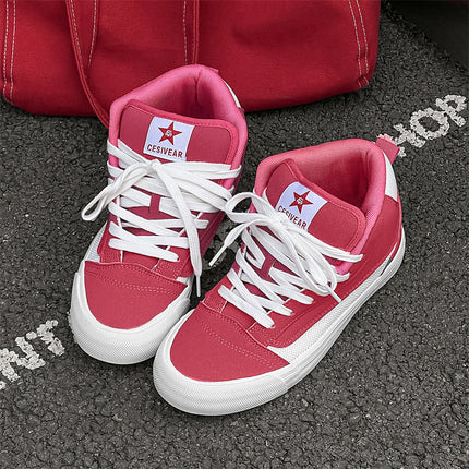 2025 Spring New Korean Style Student High-Top Canvas Shoes for Men and Women, Sports and Casual Shoes for Couples, Street Style Sneakers, Trendy