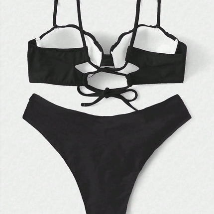 2024 new split strap swimsuit cross-border European and American Foreign trade printed bikini swimsuit sexy female bikini