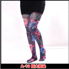 A-10 giant flowers / Printed pantyhose free size