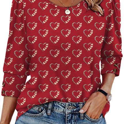 50 Colors Cross-Border European and American Amazon Spring and Summer New Printed T-Shirts with Cuff Buttons, Casual Versatile Vacation Women's Clothing
